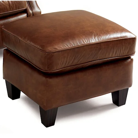 Quick Ship Plush Ottoman with Tapered Legs